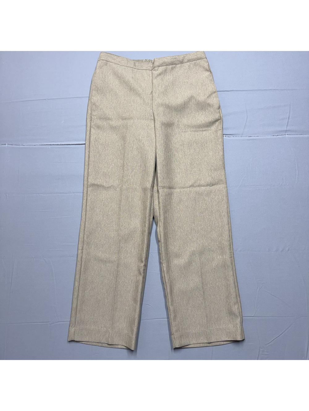Alfred Dunner Women Pants 8P Petite Tan Herringbone Polyester Pull-On Casual